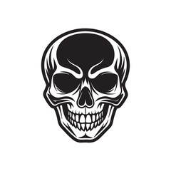 skull silhouette, black and white silhouette, vector and illustration