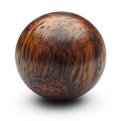 Wooden Sphere with Rich Textures and Deep Brown Tones
