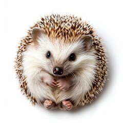 Obraz premium Adorable Close-Up of a Hedgehog Curled in a Fuzzy Ball