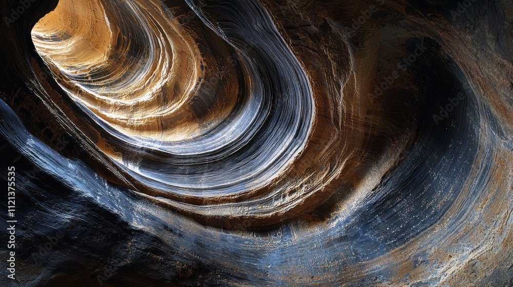 Poster Swirling sandstone formations create a captivating display of colors and textures within Antelope Canyon. Sunlight streams in, enhancing the beauty of the canyon's unique shapes and patterns
