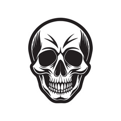 Obraz premium skull silhouette, black and white silhouette, vector and illustration
