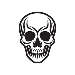 skull silhouette, black and white silhouette, vector and illustration