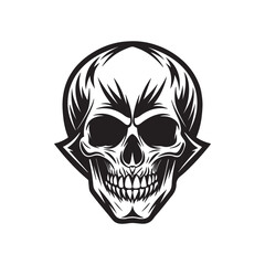 Fototapeta premium skull silhouette, black and white silhouette, vector and illustration