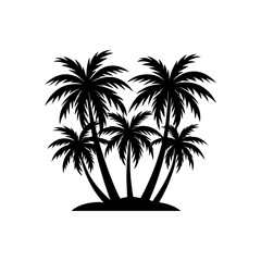 Obraz premium palm tree silhouette, black and white silhouette, vector and illustration