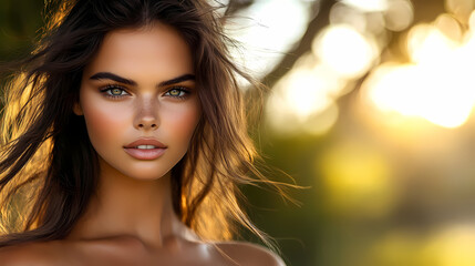 Fototapeta premium Woman in white top poses for a photo.