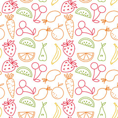 Fruit seamless pattern outline. seamless pattern for food wrapping or wallpaper