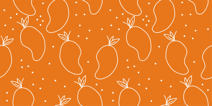 Manggo Outline Seamless Pattern 