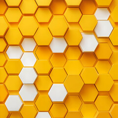 Abstract honeycomb pattern with yellow and white hexagons.  Ideal for backgrounds, textures, or design projects.