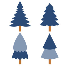 Blue Design cute chrismast tree vector on white background