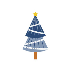 Blue Design cute chrismast tree vector on white background