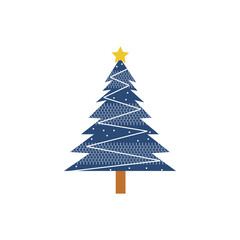 Fototapeta premium Blue Design cute chrismast tree vector on white background