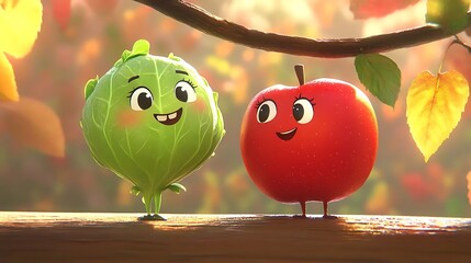 red apple tree in autumn