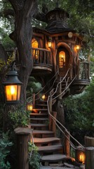 Fototapeta premium Enchanted Treehouse Retreat in the Woods
