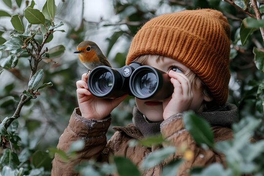 Watching a bird in the garden