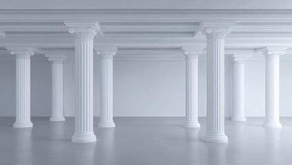 Obraz premium Greek architecture corridor with symmetrical classical pillars