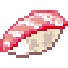Sushi pixel art set,Japanese food, Rice and fish meal collection,Asian cuisine,8 bit,Game development, Mobile app, Pixelated Vector illustration