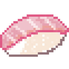 Sushi pixel art set,Japanese food, Rice and fish meal collection,Asian cuisine,8 bit,Game development, Mobile app, Pixelated Vector illustration