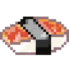 Sushi pixel art set,Japanese food, Rice and fish meal collection,Asian cuisine,8 bit,Game development, Mobile app, Pixelated Vector illustration