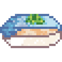 Sushi pixel art set,Japanese food, Rice and fish meal collection,Asian cuisine,8 bit,Game development, Mobile app, Pixelated Vector illustration