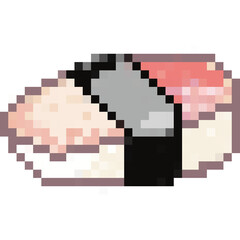 Sushi pixel art set,Japanese food, Rice and fish meal collection,Asian cuisine,8 bit,Game development, Mobile app, Pixelated Vector illustration