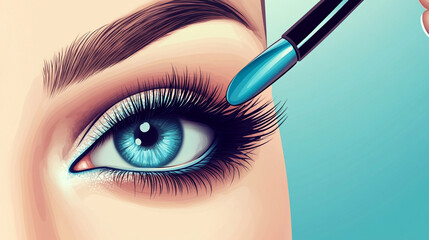 Applying blue mascara to enhance eye features with stylish makeup techniques