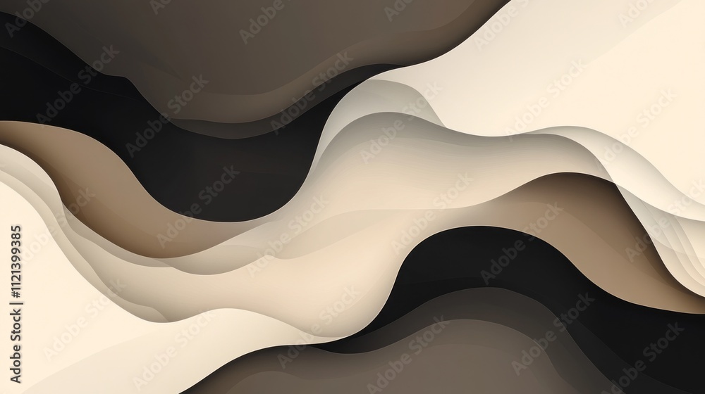 Poster Flowing and interconnected shapes in varying shades of brown and cream blend seamlessly, inviting tranquility and warmth into any space while enhancing the overall aesthetic of the decor