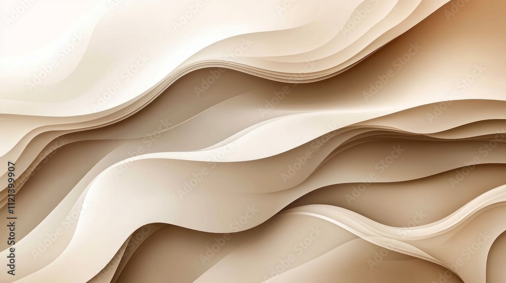 Poster soft waves of dark brown and cream blend seamlessly, creating a soothing background that evokes tran