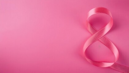 Celebrate International Women's Day. Elegant Pink Ribbon on Vibrant Background with Copy Space for Empowering Messages, Promotions, or Spring Campaigns. Perfect for 8th March Awareness Designs