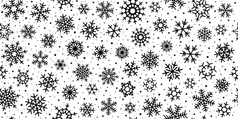 Snowflakes seamless pattern, winter vector background	
