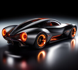 Obraz premium Modern concept of sports exotic car.beautiful and elegant design.cyberpunk style.generative ai