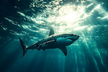 Fototapeta premium Great white shark underwater