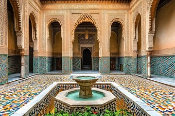 Obraz premium Traditional Moroccan riad courtyard