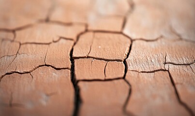 Obraz premium Close-up view of cracked earth surface, showcasing dryness.