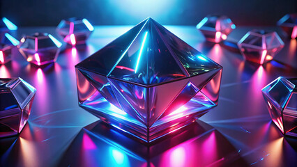 Colorful geometric shapes with vibrant lighting create stunning visual display