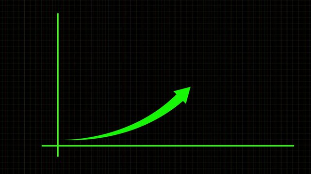 business graph showing growth. business graph with  arrow  .Glowing rising arrow transparent channel. Up business arrow animation.