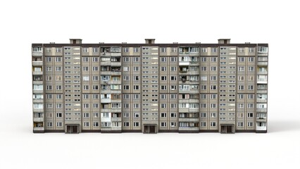 3D rendering of an old building on a white background

