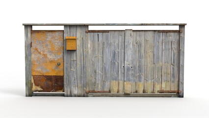 3D rendering of an old building on a white background
