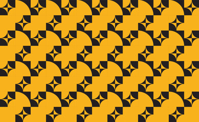 Seamless geometric pattern combination of shapes with orange and black colors. Perfect for printing, design backgrounds, wallpaper and tiles, gift wrapping