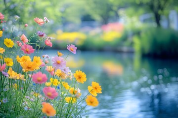 Spring river flowers