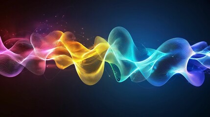 fiber optic and scalability concept. Colorful wave patterns representing sound or light in a digital space.