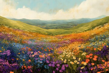 Obraz premium Spring wildflowers valley