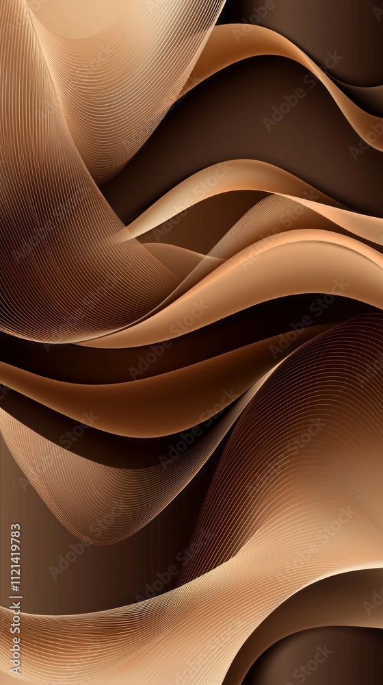 Poster this captivating design showcases gentle waves and curves in warm brown hues, creating a soothing at