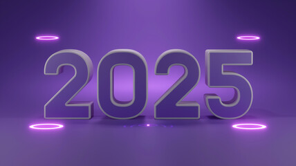 2025 text 
A 3D render of the text "2025" in a futuristic, stylized font. The text is purple and is placed on a purple background.