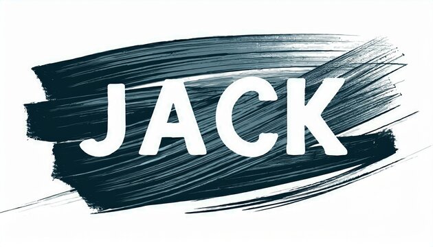 Color explosion with a powerful message: Dynamic brushstroke in color with the name Jack in bold, white typography against a white background for wallpapers and cards