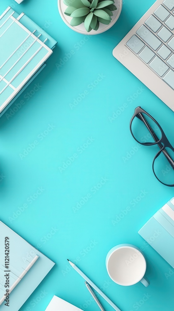 Wall mural ui design flat design top view software development theme 3d render colored pastel