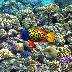 Obraz premium Colorful Tropical Fish Swimming Among Vibrant Coral Reef Ecosystem
