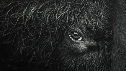Close-up of a detailed bison eye and fur texture captured in an artistic style showcasing nature's beauty - Powered by Adobe