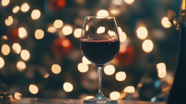 Champagne pouring into a glass with party celebration bokeh light background photo.