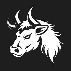 Bold Bull Head Silhouette with Strong Horns