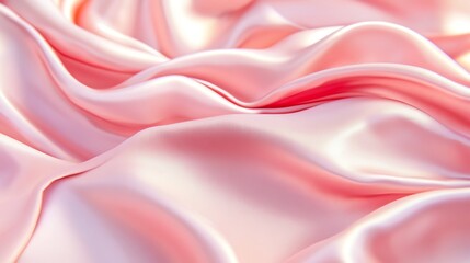 Fototapeta premium Close-up of soft pink silk fabric in waves.